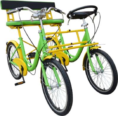 China Popular Cheap Travel Sharing 22 Inch Tandem Bicycle Side By Side Three Seats Two Wheel Public City Bike for sale