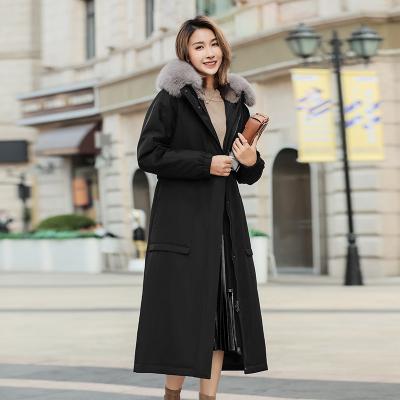 China Breathable Winter 2022 Women's removable neck high quality warm Parker Coat Women's long wool jacket; s fur coat for sale