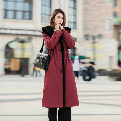 China New Mink Burr Removable Rex Rabbit Hair Hooded Long Warm Coat Breathable Winter Coat Women' s thickened Parker Clothing Women ' s victory for sale