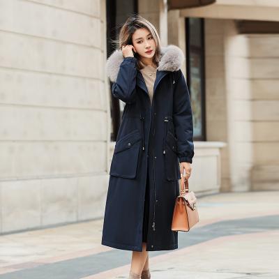 China New design breathable wholesale high quality plus size women's; warm winter fur parker clothing removable women's liner; s long coat for sale