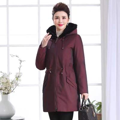 China Winter Breathable Parker Coat Parka Women ' Women's coat wool neck; Rex Rabbit Hair Liner Removable fur coat for sale