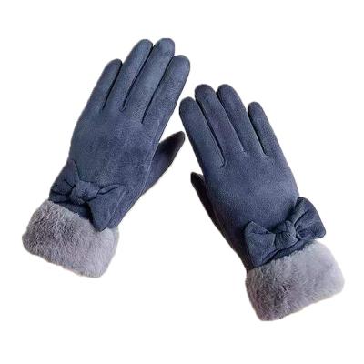 China Autumn and winter ladies windproof suede gloves can touch screen cycling windproof and antifreeze student warm Korean gloves for sale