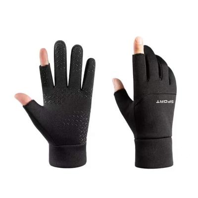 China Men's comfortable; s and women' s winter riding plus velvet warm touch screen driving two-finger riding gloves for sale