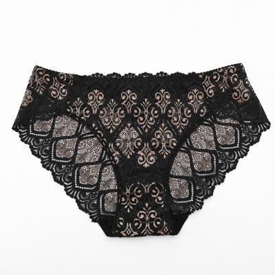 China New Paisley Type Antibacterial Soft Mid Waist Comfort Cotton Nice Underwear Women Lace Up Panties for sale