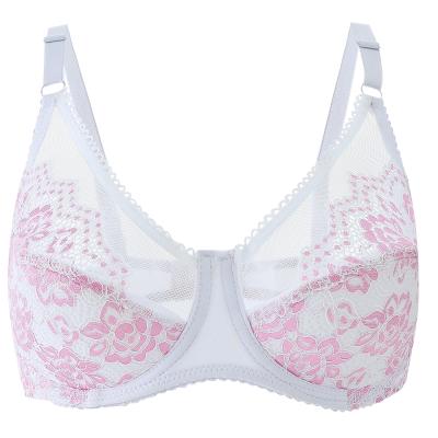 China Hot Selling Breathable Plus Size Hign Quality Push Cup Triangle Soft Comfort Women Full Lace Up Bra for sale