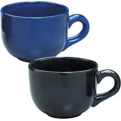 China Viable 15 oz Black Blue White Wrap Around Mug Available Ceramic Footprint Soup for sale