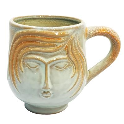 China Viable Reactive Glazed Face 3d Retro Face Mug Custom Art Human Face Mug for sale