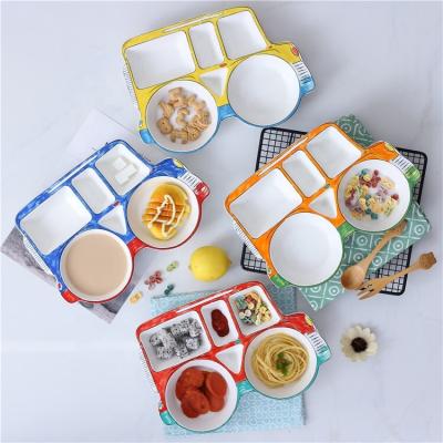 China Cute Kids Melamine Dish/Art Decor Car Shape Kids Compartment/Divided Kids 6 Dish for sale