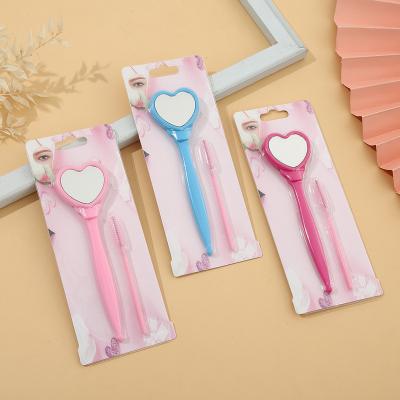 China Facial Beauty Eyebrow Razor New Love Mirror Eyebrow Razor Eyelash Curler Set Professional Eyebrow Shaving Knife Stainless Steel Eyebrow Razor for sale