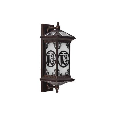 China Classic Outdoor Garden Chinese Style Good Luck Wall Light Decoration Solar Powered Light Wall Lamp for sale