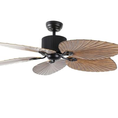 China Modern Free Sample ABS Palm Blades Ceiling Fan Bedroom Dining Room Bldc Ceiling Fan Kit Nordic Energy Save Antique Retro Ceiling for sale