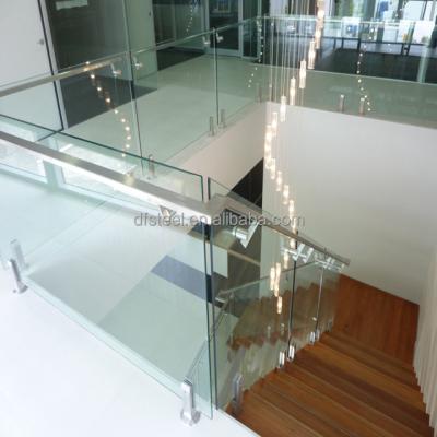 China DF 12 Mm Traditional Front Tier Balustrade Casting Black Pins Stainless Steel Top Glass for sale