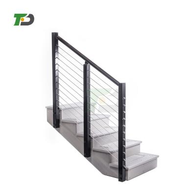 China DF Contemporary Top Tier Staircase Design Stainless Steel Cable Glass Railing Systems for sale