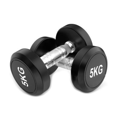 China High Quality Rubber Covered Body Rubber Covered Fitness Dumbbell Black Dumbbell Pro Style Dumbbells for sale