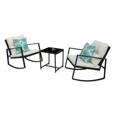 China 3PCS OUTDOOR ROCKING CHAIR GARDEN SET RATTAN ROCKING CHAIR WITH CUSHION for sale