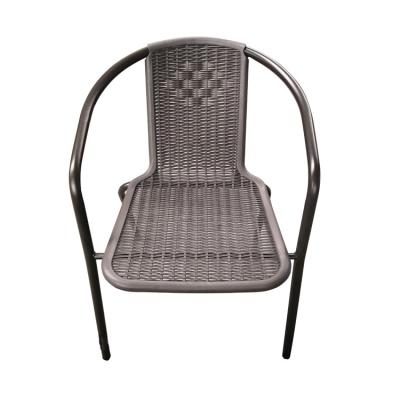 China PVC WICKER Outdoor Steel Wicker Stacking Dining Chair for sale