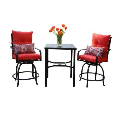 China 360 degree outdoor swivel 3pcs antique 360 ​​degree swivel metal bar chair set for sale