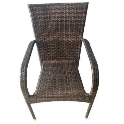 China Comfotable Modern Outdoor Patio Garden Metal Stacking Handmade Plastic Wicker Rattan Restaurant Dining Chair for sale