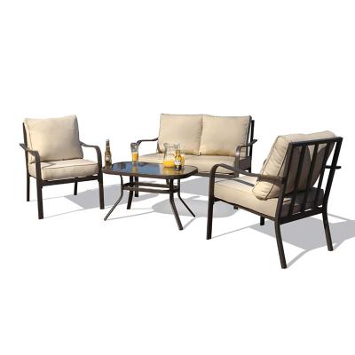 China Rustproof 5 PCS Patio Cushioned Set Sofa Set , Outdoor Furniture Conversation Set for sale