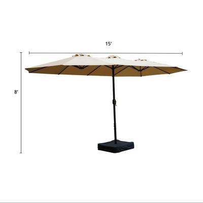 China Outdoor Furniture 14' Double Sided Aluminum Umbrella With Crank And Base Outdoor Umbrella for sale