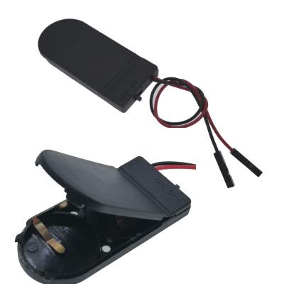 China 2 Pcs CR2032 6V Output Black White CR2032 Battery Holder With Cover Switch Wire Leads for sale