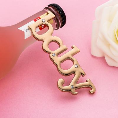 China New Zinc Alloy Baby Bottle Opener Favors For Baby Birthday Shower Baptism Favors for sale