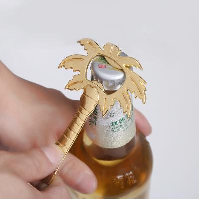 China Zinc Alloy Hot-Gold / Silver Tone Coconut Palm Tree Beer Bottle Opener Wedding Favors Thank You Ceremony Gift for sale