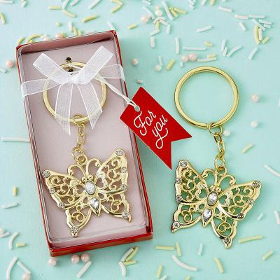 China Gold Zinc Alloy Butterfly Gifts Metal Butterfly Key Ring Wedding Favors Baby Shower Key Chain Favors and Gifts for sale