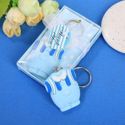 China Metal+Resin Baby Shower Favors Blue Clothes Design Baby Baptism Head Chain Gift for Guest Birthday Party Souvenir for sale