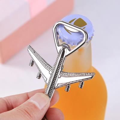 China Gift Wedding Party Favor Airplane Planes Locks Beer Openers Shape Beer Opener Chain Flat Keychain for sale