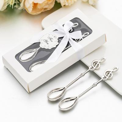 China Festival and Sustainable Gifts for Guests of Silver Musical Note Teaspoon Wedding Favors in Elegant White Gift Box for sale