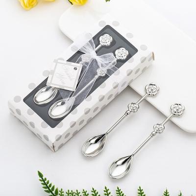 China Practical Wedding Gifts Viable For Guests Of The Silver Rose Coffee Spoon Wedding Favors Gift For Tea Party Themed Gifts for sale