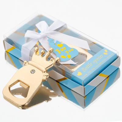 China Viable Baby Boy Shower Gifts Souvenirs Golden Crown Bottle Beer Opener Favors for sale