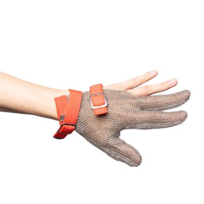 China Easy Closure Stainless Steel Safety Gloves Cut Metal Mesh Butcher Anti-Cut Gloves for sale