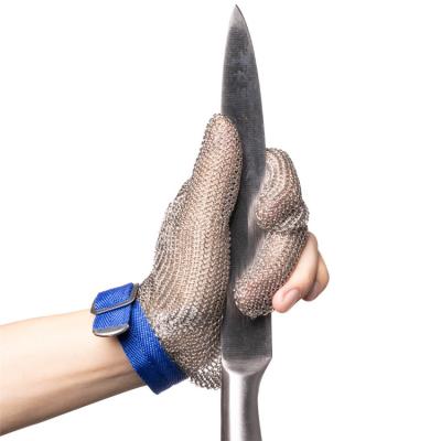 China Easy Closure Cut Resistant Stainless Steel Wire Mesh Meat Cutter Safety Level 5 Gloves for sale