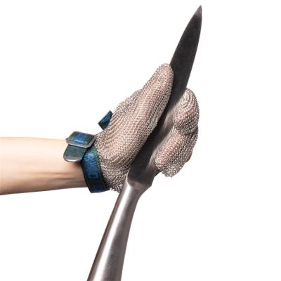 China Household Easy Closure Kitchen Hand Glove Protection Stainless Steel Mesh Safety Metal Wire Cutting Anti Cut Resistant Glove for sale