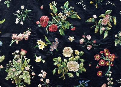 China Black Embroidered Curtain / Bags / Bedding Fabric Vintage Upholstery Fabric for sale