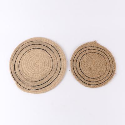 China New Style Round Shape Contemporary Handmade Jute Rope Woven Place Mat For Wall Interior Decoration Home Decoration for sale