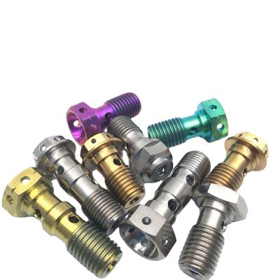 China Hot Selling High Quality Titanium Road Motorcycle Brand Motorcycle Fasteners Gr5 Banjo Bolt Cavity Screw Motorcycle Cars for sale