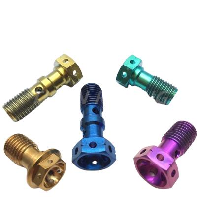 China Motorcycle Factory Price Sale Motorcycle Fasteners Parts Hex Head Banjo Titanium Double Bolt For Motorbike for sale