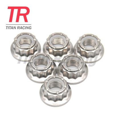 China HEX 12 Point Flange Nut M8 M12 Gr5 Titanium Alloy 12 Point Flange Nut for sale