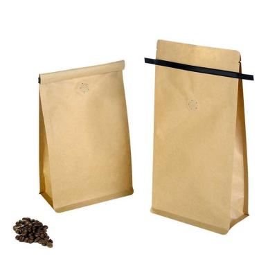 China Recycled Biodegradable Plastic Pouch Tin Tie Coffee Bean Flat Bottom Food Packaging Food Custom Printed Kraft Paper Bag for Tea or Coffee for sale