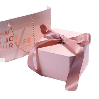 China Disposable Octagon Gift Box Bow Valentine's Day Lipstick Gift Box Birthday Gift Box for sale