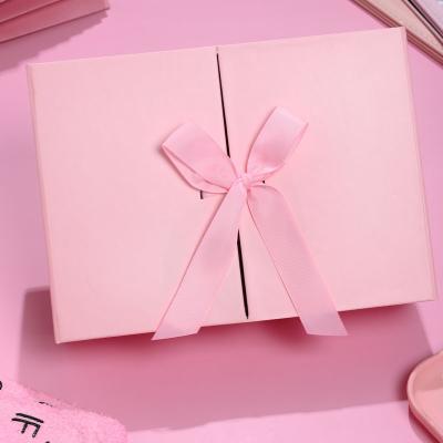 China 2022 New Disposable Plain Ribbon Flip Spot Folding Box Wedding Candy Cosmetic Box Solid Color High End Gift Packaging Box for sale