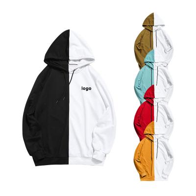 China Anti-pilling Wholesale Custom Casual Cotton Heavy Polyester Plain Eco Friendly Half and 2 Toned Two Tone Split Youth Color Block Men Hoodie for sale