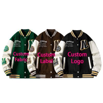 China QUICK DRY 2022  winter outdoor Custom Logo Leather Sleeves Embroidery Black Couple College Baseball Men's jackets for men 2022 for sale