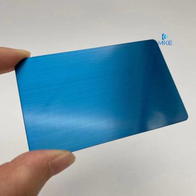 China Europe Brushed White Stainless Steel Blue Business Metal Cards for sale