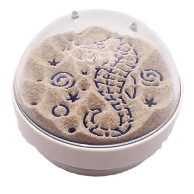 China World Paperweight 3 - Inch Round Flip Over to See Turtle and Seahorse Sand Pattern Beach Sand Inside Sea Shell Souvenir for sale