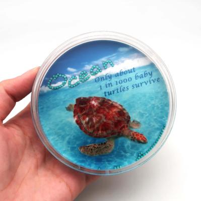 China Worldwide Shaking Floating Beads To Top Message Marine Life Sea Turtle Hinded Liquid Filled Acrylic Paperweight for sale