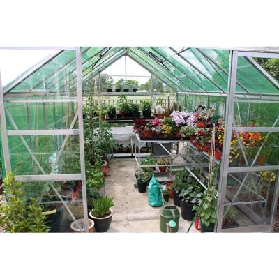 China Herbs Galvanized Full Span Insulated Tempered Glass Greenhouse for sale